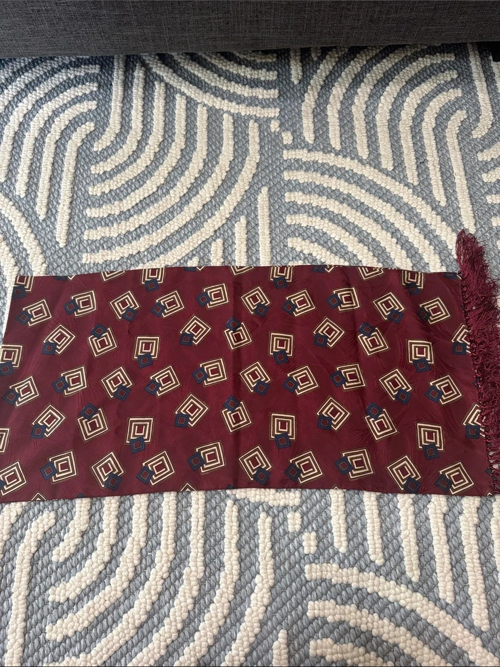 Vintage Polo Ralph Lauren 100% Silk Italian Fringed Scarf 53